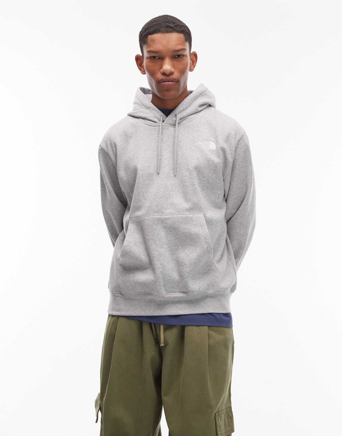 The North Face Essential oversized logo hoodie in light grey
