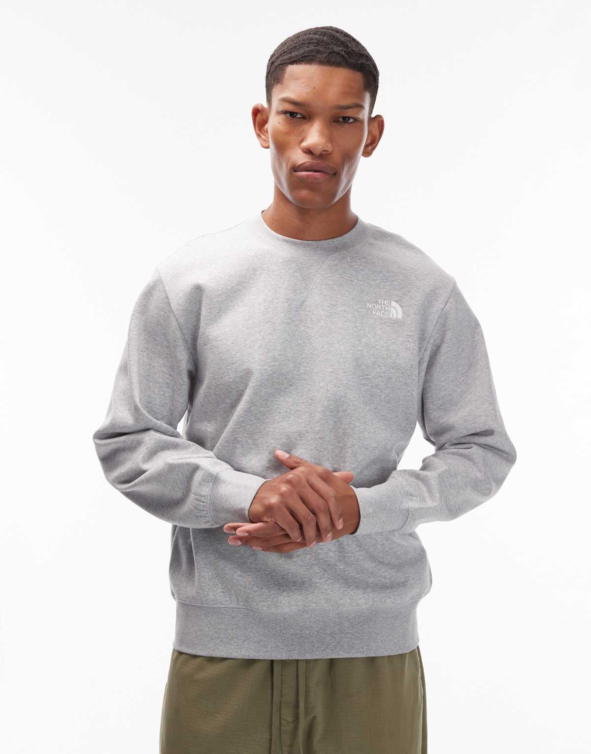The North Face Essential oversized logo sweatshirt in grey