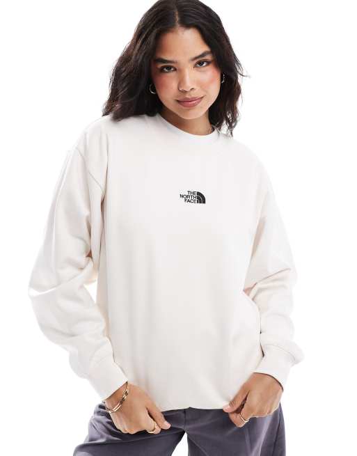 The North Face Essential oversized logo sweatshirt in off white ASOS