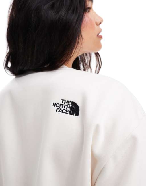 The North Face Essential oversized logo sweatshirt in off white