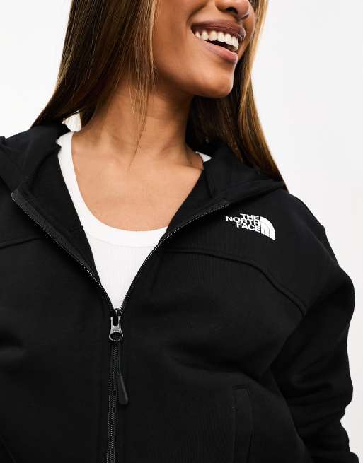 The North Face Essential oversized zip up fleece hoodie in black