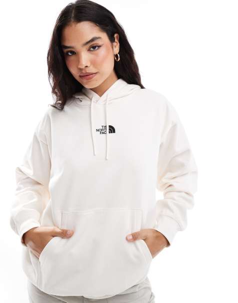 The North Face - Essential - Sweat à capuche oversize avec logo - Blanc cassé - view 1