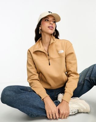 The North Face Essential oversized 1/4 zip sweat in beige - ASOS Price Checker