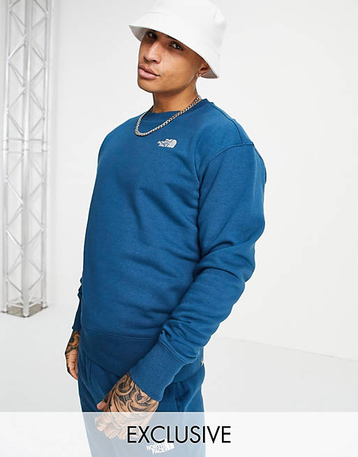 The North Face Essential sweatshirt in blue Exclusive at ASOS | ASOS