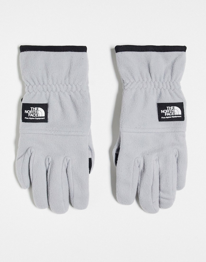 The North Face Etip heavyweight touchscreen compatible fleece gloves in grey