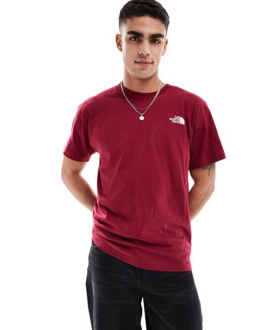 The North Face Evolution box fit t shirt in burgundy