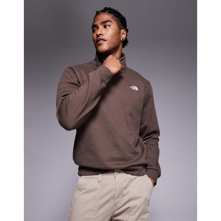 The North Face Evolution quarter zip sweatshirt in brown | ASOS