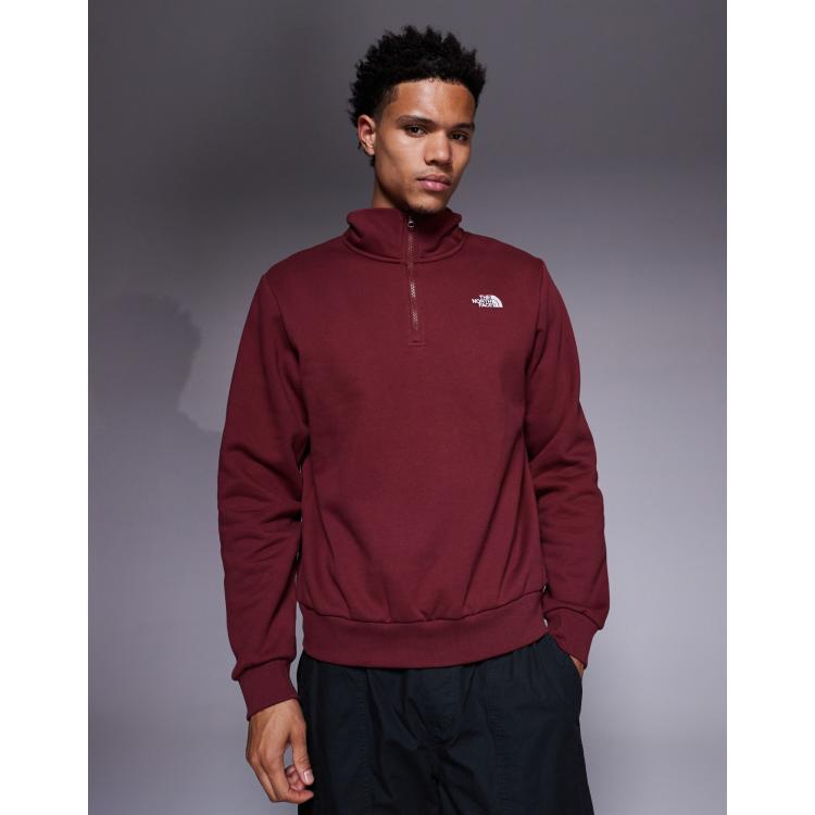 The North Face Evolution quarter zip sweatshirt in burgundy | ASOS