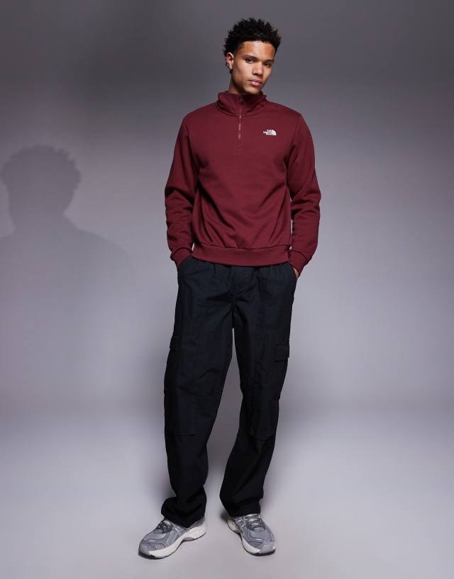 The North Face Evolution quarter zip sweatshirt in burgundy | ASOS
