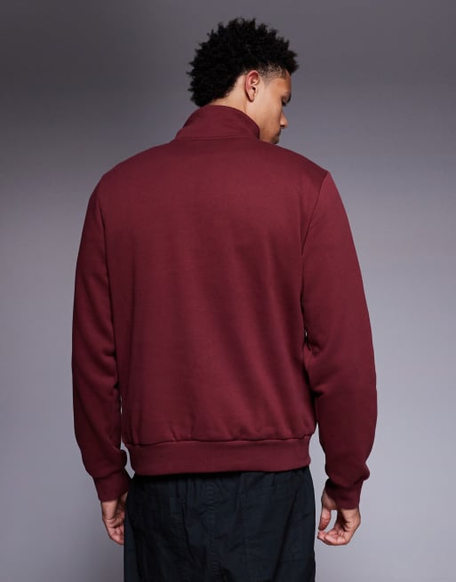 The North Face Evolution quarter zip sweatshirt in burgundy, 3 of 5