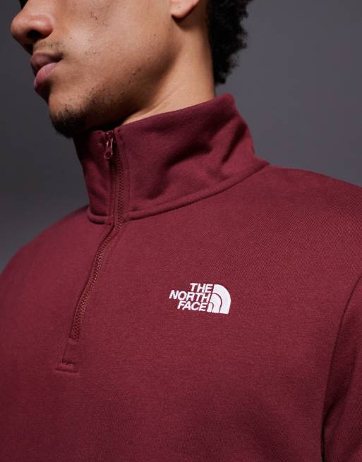 The North Face Evolution quarter zip sweatshirt in burgundy, 5 of 5