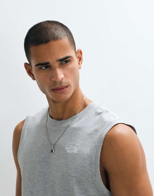 The North Face - Evolution Simple Dome - Camiseta gris tenue jaspeado sin mangas para hombre, 5 de 5