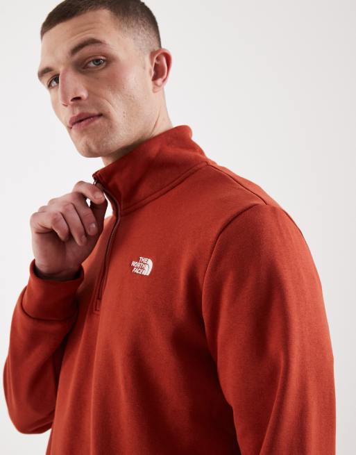 The North Face Evolution Simple Dome quarter zip sweatshirt in dark red, 4 of 5