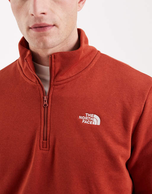 The North Face Evolution Simple Dome quarter zip sweatshirt in dark red, 5 of 5