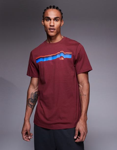The North Face Evolution Sunrise chest and back print short sleeve t-shirt in burgundy - view 1