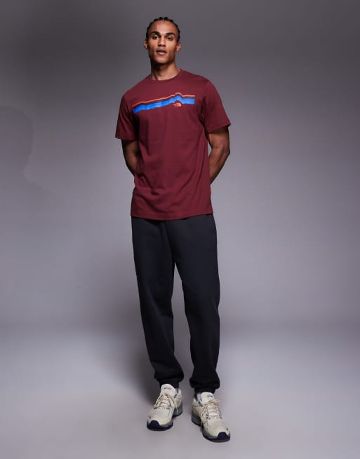 The North Face Evolution Sunrise chest and back print short sleeve t-shirt in burgundy, 2 of 5