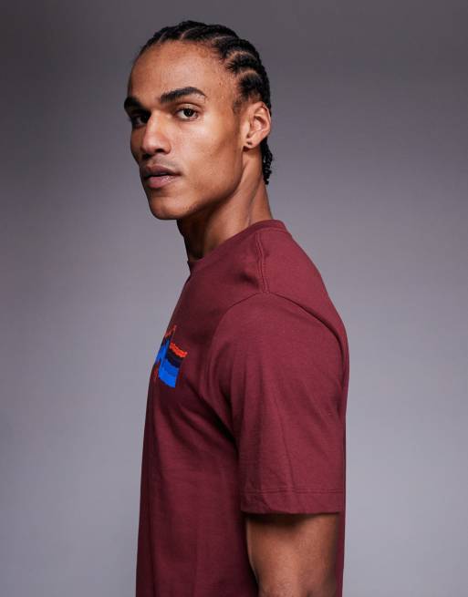 The North Face Evolution Sunrise chest and back print short sleeve t-shirt in burgundy, 4 of 5