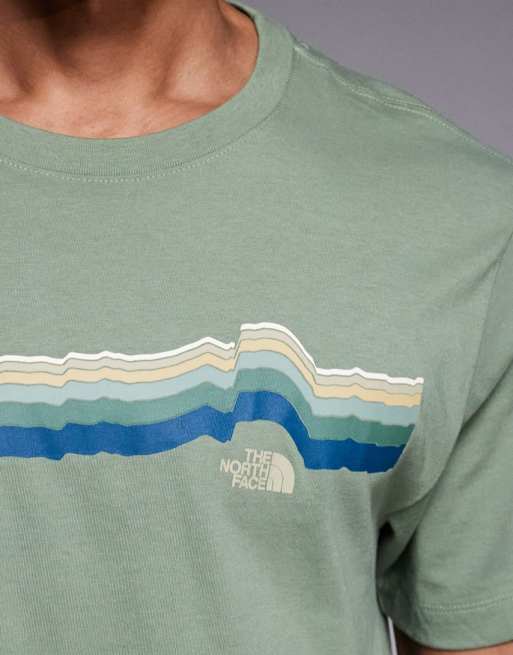 The North Face Evolution Sunrise front and back prints tee in green, 5 of 5