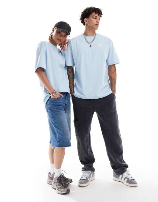 The North Face - Exotic Days - T-shirt oversize blu chiaro e bianca con stampa sul retro, 3 di 4