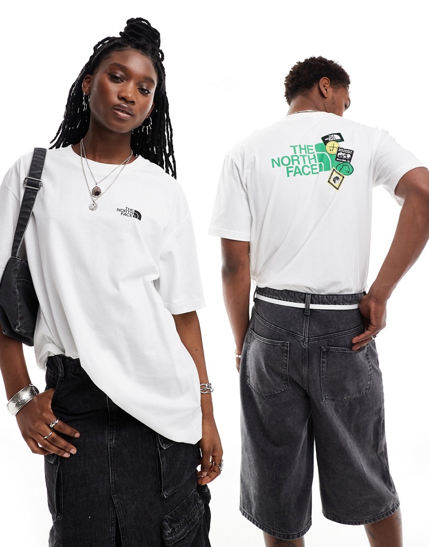 The North Face Expedition Stickers backprint oversized t-shirt in white exclusive to ASOS