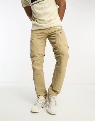 The North Face Exploration convertible zip off tapered utility trousers in stone-Neutral