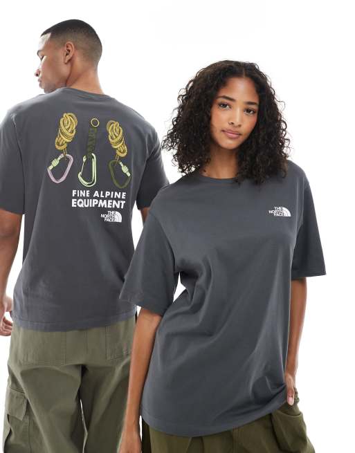 The North Face - Explore Gear - T-shirt unisexe décontracté avec imprimé au dos - Gris délavé, 4 de 4