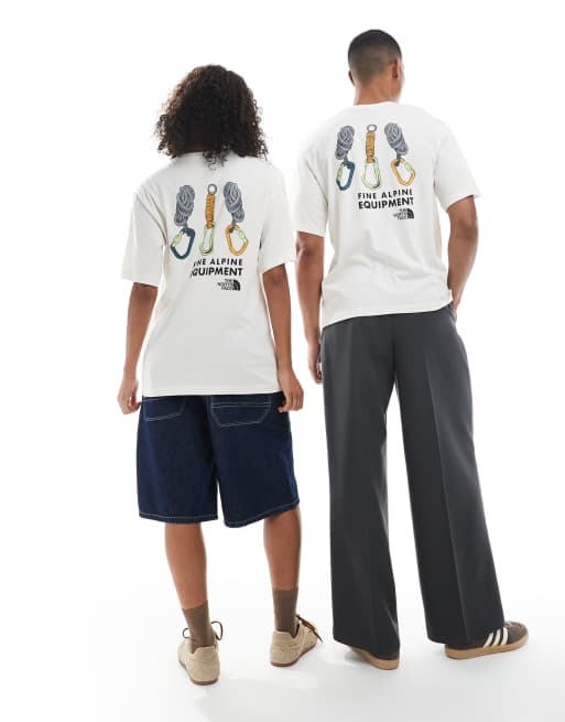 The North Face Explore Gear unisex relaxed back print t-shirt in off white, 2 of 4