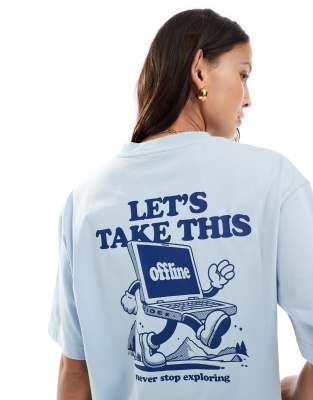 The North Face - Explore - Oversize-T-Shirt in Hellblau mit Rückenprint