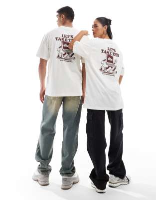 The North Face - Explore - Oversize-T-Shirt in Wollweiß mit Rückenprint