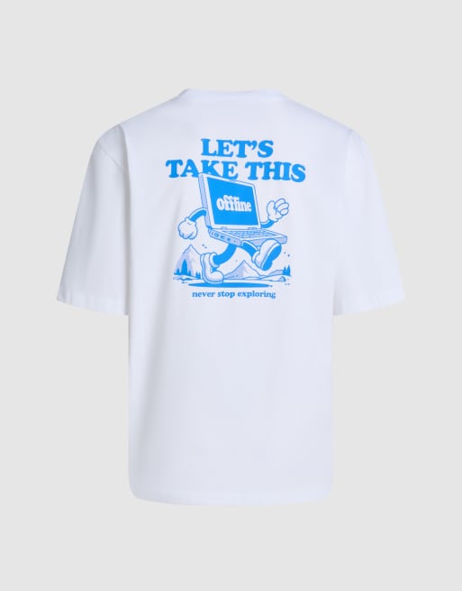 The North Face - Explore - Oversized T-shirt met korte mouwen in wit en marineblauw, 4 van 4