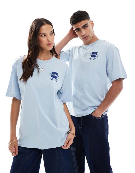 The North Face - Explore - Oversized T-shirt met print op de achterkant in lichtblauw - view 1