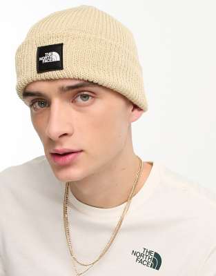 The North Face Explore ribbed knit beanie in stone - ASOS Price Checker