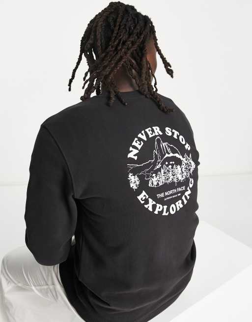 The North Face Exploring Circle back print sweatshirt in black Exclusive at ASOS