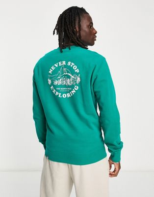 The North Face Exploring Circle back print sweatshirt in green Exclusive at ASOS - ASOS Price Checker