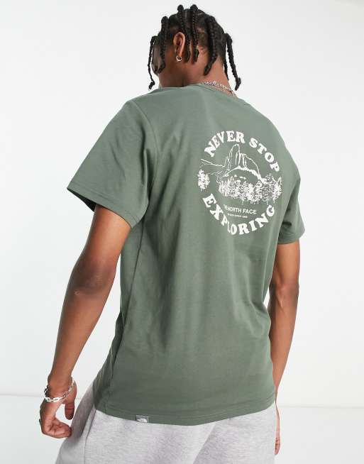 The North Face Exploring Circle back print t-shirt in khaki Exclusive at ASOS