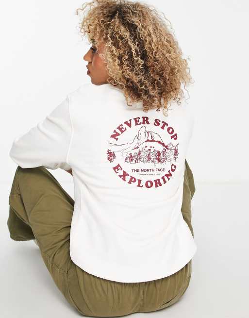 The North Face – Exploring Circle – T-shirt w kolorze złamanej bieli z grafiką na plecach – tylko w ASOS