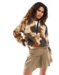 [The North Face] The North Face Extreme borg quarter zip logo pocket fleece in bleach dye print-Multi XL MULTI