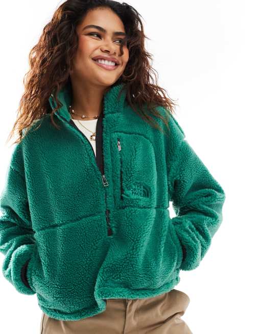 The North Face Extreme borg quarter zip logo pocket fleece in green