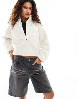 The North Face The North Face Extreme borg quarter zip logo pocket fleece in off white