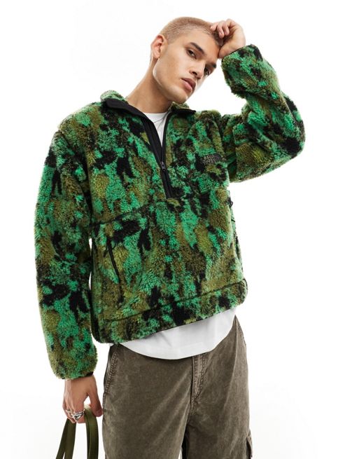 The North Face Extreme Pile 1/4 zip fleece jacket in green camo