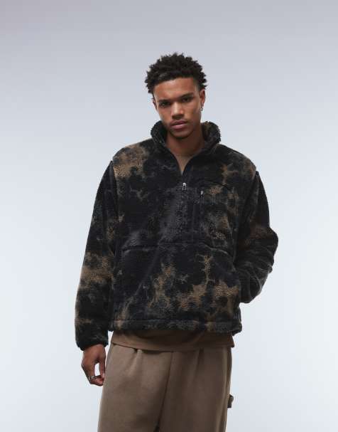 The North Face - Extreme Pile - Fleece jack van zware borgstof met 1/2 rits en print in zwart - view 1