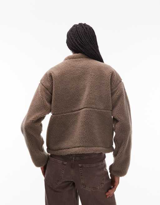 The North Face Extreme pile full zip borg fleece jacket in brown, 4 of 4