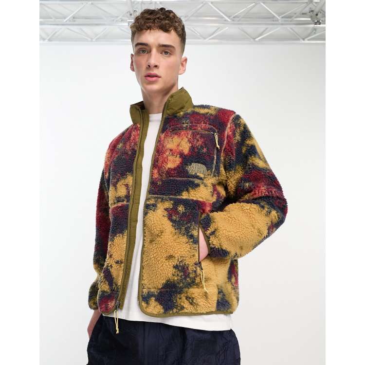 The North Face Extreme Pile full zip jacket in tan jacquard print
