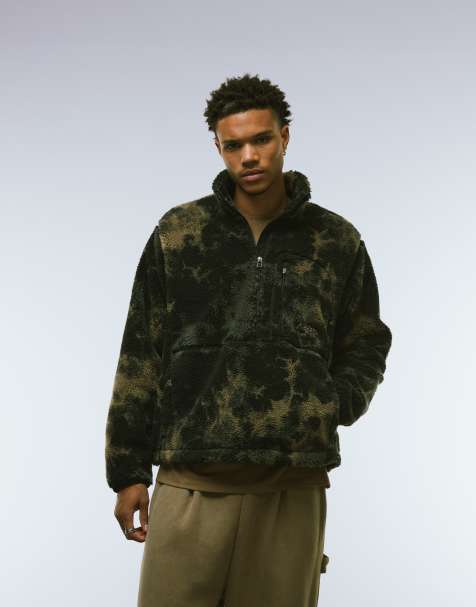 The North Face Extreme Pile heavy borg 1/2 zip fleece jacket in black print - view 1