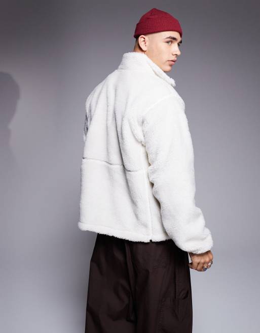 The North Face Extreme Pile heavyweight borg fleece jacket in off white