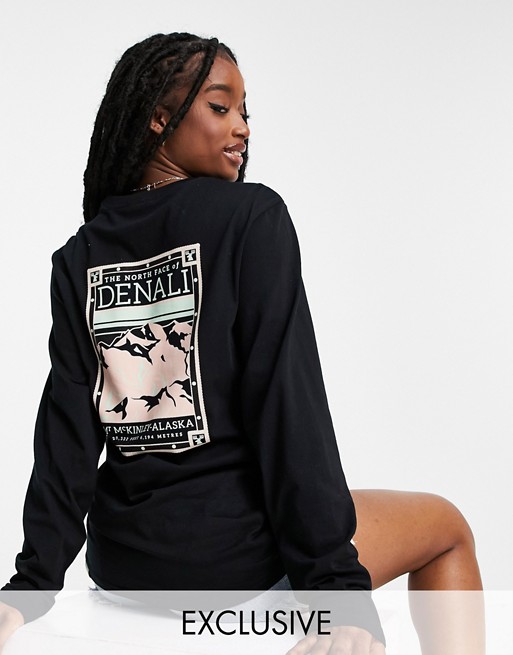 The North Face Faces long sleeve t-shirt in black/pink Exclusive at ASOS