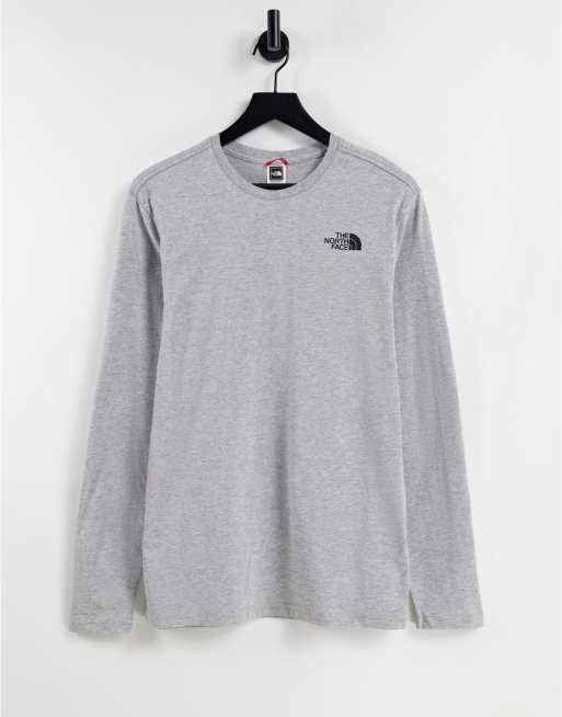 North face long top sleeve t shirt grey