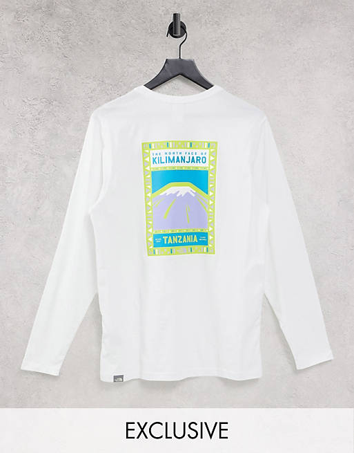 The North Face Faces long sleeve t-shirt in white/green Exclusive at ASOS