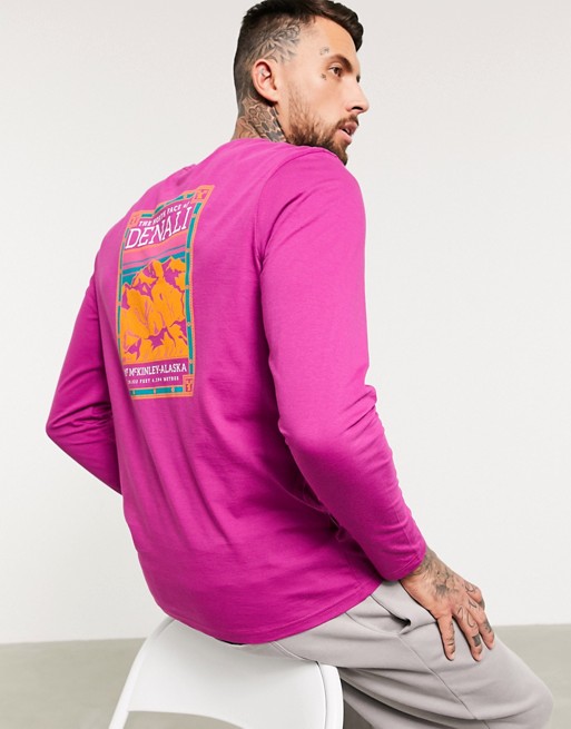 The North Face Faces long sleeve t-shirt with back print in purple | ASOS