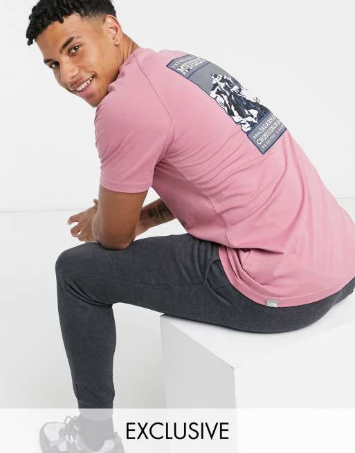 Pink north face sales t shirt mens